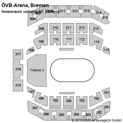 Saalplan ÖVB-Arena, Bremen, Deutschland, Innenraum unbestuhlt (Reiten)