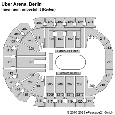 Saalplan Mercedes-Benz Arena (ex. o2 World Berlin), Berlin, Deutschland, Innenraum unbestuhlt (Reiten)