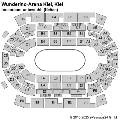 Saalplan Wunderino-Arena Kiel, Kiel, Deutschland, Innenraum unbestuhlt (Reiten)