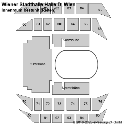 Saalplan Wiener Stadthalle Halle D, Wien, Österreich, Innenraum bestuhlt (Reiten)