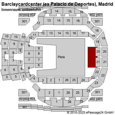 Saalplan Barclaycardcenter (ex Palacio de Deportes), Madrid, Spanien, Innenraum unbestuhlt