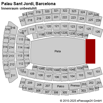 Saalplan Palau Sant Jordi, Barcelona, Spanien, Innenraum unbestuhlt