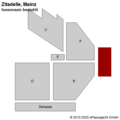 Saalplan Zitadelle, Mainz, Deutschland, Innenraum bestuhlt
