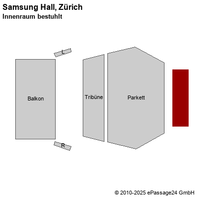 Saalplan Samsung Hall, Zürich, Schweiz, Innenraum bestuhlt