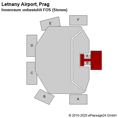 Saalplan Letnany Airport, Prag, Tschechien , Innenraum unbestuhlt FOS (Stones)