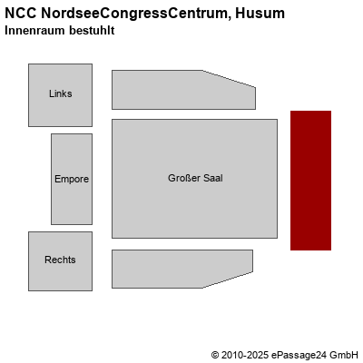 Saalplan NCC NordseeCongressCentrum, Husum, Deutschland, Innenraum bestuhlt