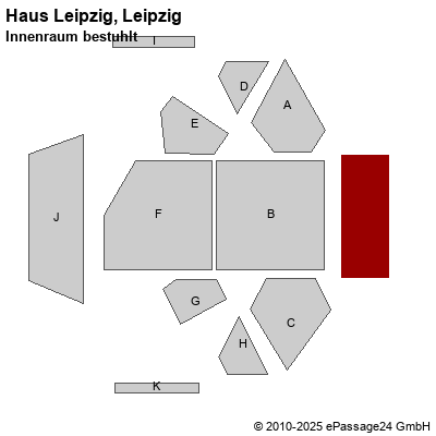 Saalplan Haus Leipzig, Leipzig, Deutschland, Innenraum bestuhlt