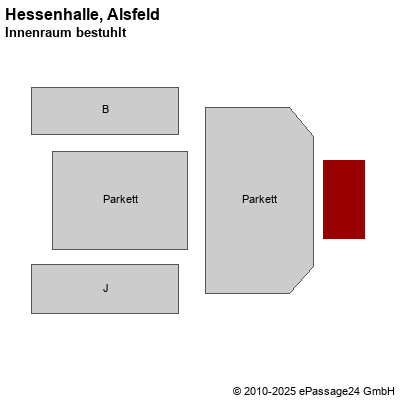 Saalplan Hessenhalle, Alsfeld, Deutschland, Innenraum bestuhlt
