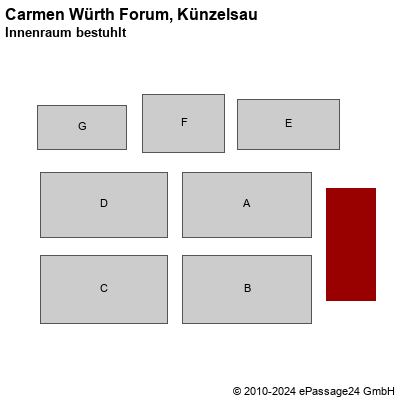 Saalplan Carmen Würth Forum, Künzelsau, Deutschland, Innenraum bestuhlt