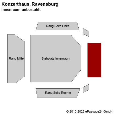 Saalplan Konzerthaus, Ravensburg, Deutschland, Innenraum unbestuhlt