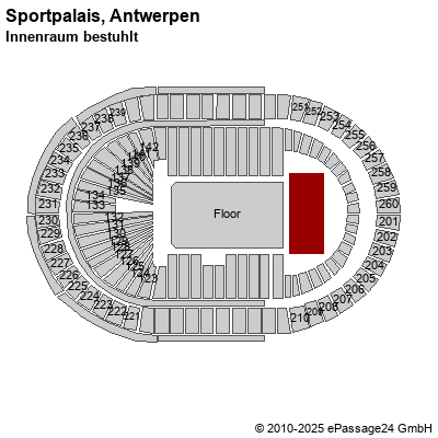 Saalplan Sportpalais, Antwerpen, Belgien, Innenraum bestuhlt