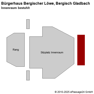 Saalplan Bürgerhaus Bergischer Löwe, Bergisch Gladbach, Deutschland, Innenraum bestuhlt