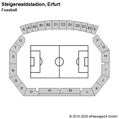 Saalplan Steigerwaldstadion, Erfurt, Deutschland, Fussball