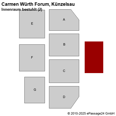 Saalplan Carmen Würth Forum, Künzelsau, Deutschland, Innenraum bestuhlt (2)