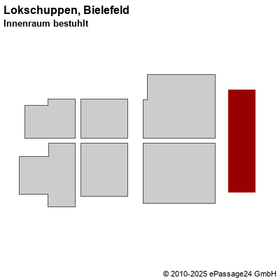 Saalplan Lokschuppen, Bielefeld, Deutschland, Innenraum bestuhlt