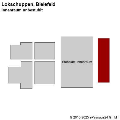 Saalplan Lokschuppen, Bielefeld, Deutschland, Innenraum unbestuhlt