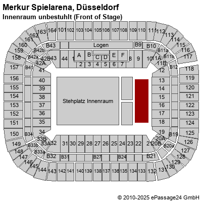 Saalplan ESPRIT arena, Düsseldorf, Deutschland, Innenraum unbestuhlt (Front of Stage)