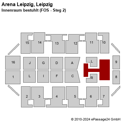 Saalplan Arena Leipzig, Leipzig, Deutschland, Innenraum bestuhlt (FOS - Steg 2)