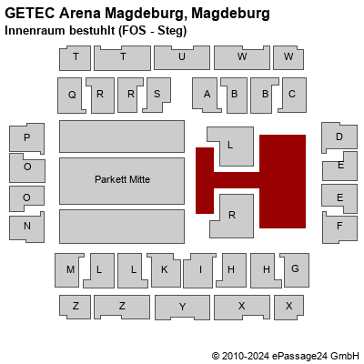 Saalplan GETEC Arena Magdeburg, Magdeburg, Deutschland, Innenraum bestuhlt (FOS - Steg)
