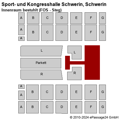 Saalplan Sport- und Kongresshalle Schwerin, Schwerin, Deutschland, Innenraum bestuhlt (FOS - Steg)
