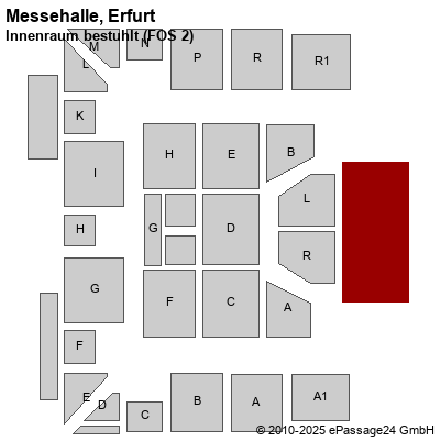 Saalplan Messehalle, Erfurt, Deutschland, Innenraum bestuhlt (FOS 2)