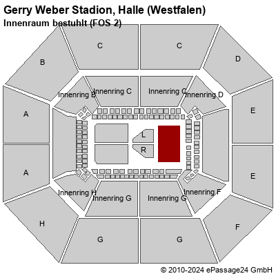 Saalplan Gerry Weber Stadion, Halle (Westfalen), Deutschland, Innenraum bestuhlt (FOS 2)