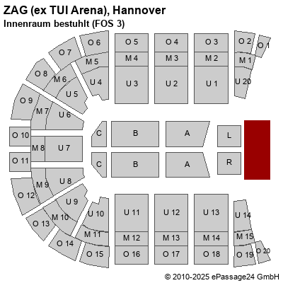 Saalplan ZAG (ex TUI Arena), Hannover, Deutschland, Innenraum bestuhlt (FOS 3)