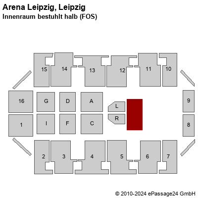 Saalplan Arena Leipzig, Leipzig, Deutschland, Innenraum bestuhlt halb (FOS)