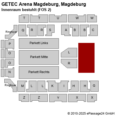 Saalplan GETEC Arena Magdeburg, Magdeburg, Deutschland, Innenraum bestuhlt (FOS 2)