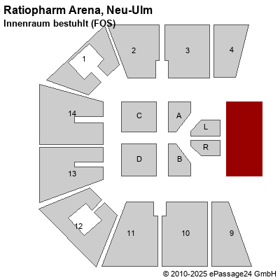 Saalplan Ratiopharm Arena, Neu-Ulm, Deutschland, Innenraum bestuhlt (FOS)