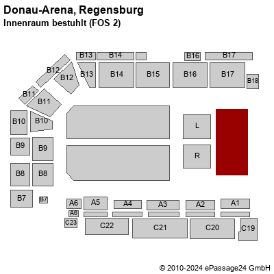 Saalplan Donau-Arena, Regensburg, Deutschland, Innenraum bestuhlt (FOS 2)