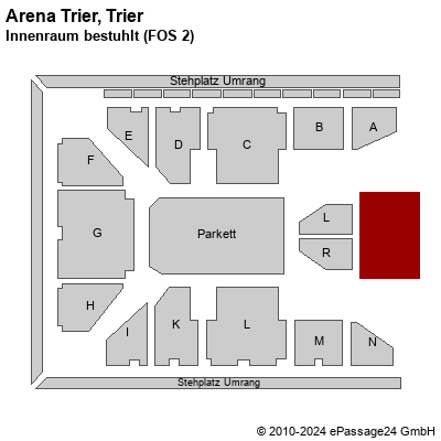 Saalplan Arena Trier, Trier, Deutschland, Innenraum bestuhlt (FOS 2)