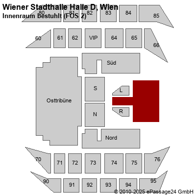 Saalplan Wiener Stadthalle Halle D, Wien, Österreich, Innenraum bestuhlt (FOS 2)