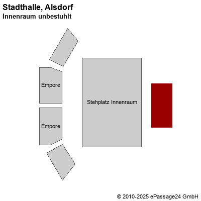 Saalplan Stadthalle, Alsdorf, Deutschland, Innenraum unbestuhlt