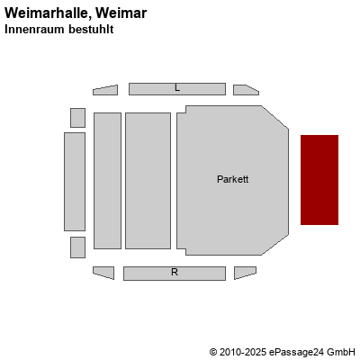 Saalplan Weimarhalle, Weimar, Deutschland, Innenraum bestuhlt
