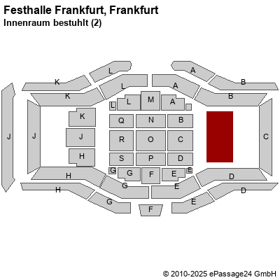 Saalplan Festhalle Frankfurt, Frankfurt, Deutschland, Innenraum bestuhlt (2)