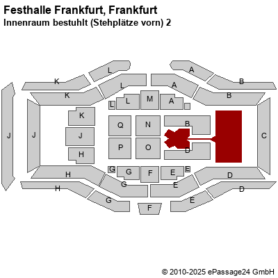 Saalplan Festhalle Frankfurt, Frankfurt, Deutschland, Innenraum bestuhlt (Stehplätze vorn) 2