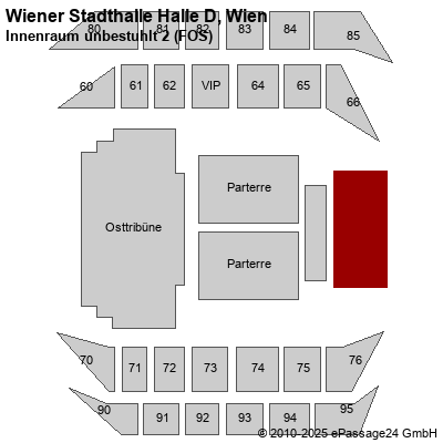 Saalplan Wiener Stadthalle Halle D, Wien, Österreich, Innenraum unbestuhlt 2 (FOS)