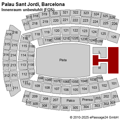 Saalplan Palau Sant Jordi, Barcelona, Spanien, Innenraum unbestuhlt (FOS)