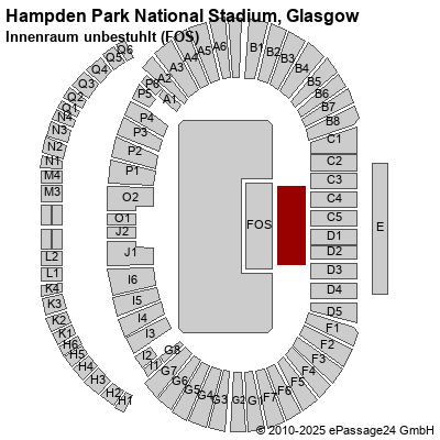 Saalplan Hampden Park National Stadium, Glasgow, Großbritannien, Innenraum unbestuhlt (FOS)