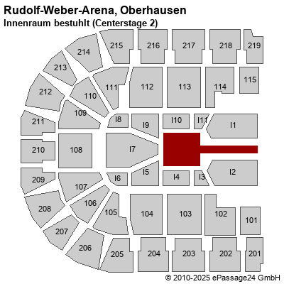 Saalplan König-Pilsener-ARENA, Oberhausen, Deutschland, Innenraum bestuhlt (Centerstage 2)