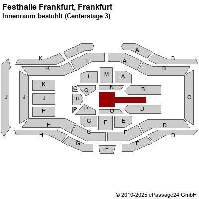 Saalplan Festhalle Frankfurt, Frankfurt, Deutschland, Innenraum bestuhlt (Centerstage 3)