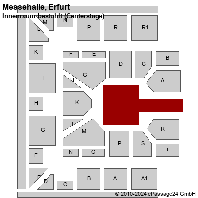 Saalplan Messehalle, Erfurt, Deutschland, Innenraum bestuhlt (Centerstage)