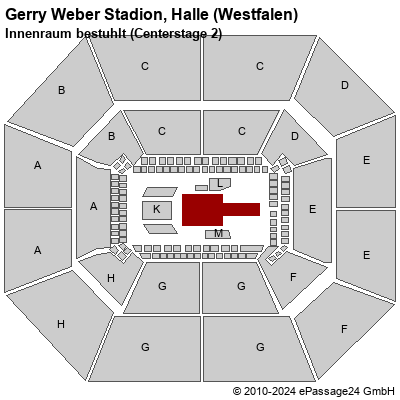 Saalplan Gerry Weber Stadion, Halle (Westfalen), Deutschland, Innenraum bestuhlt (Centerstage 2)