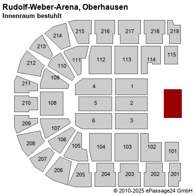 Saalplan König-Pilsener-ARENA, Oberhausen, Deutschland, Innenraum bestuhlt