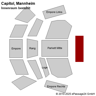 Saalplan Capitol, Mannheim, Deutschland, Innenraum bestuhlt