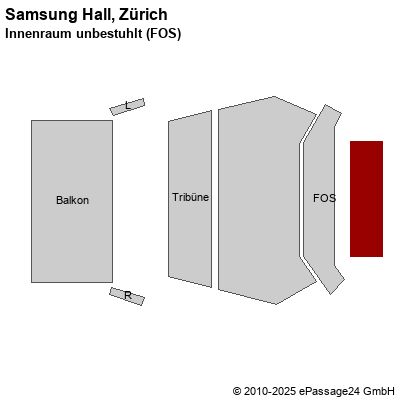 Saalplan Samsung Hall, Zürich, Schweiz, Innenraum unbestuhlt (FOS)