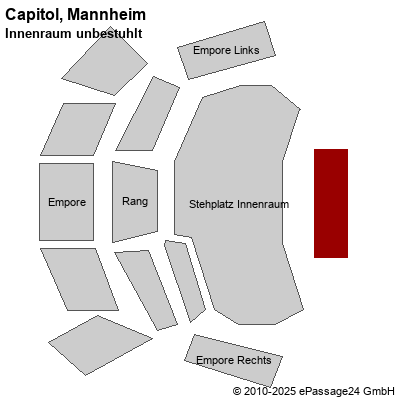 Saalplan Capitol, Mannheim, Deutschland, Innenraum unbestuhlt