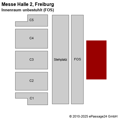 Saalplan Messe Halle 2, Freiburg, Deutschland, Innenraum unbestuhlt (FOS)