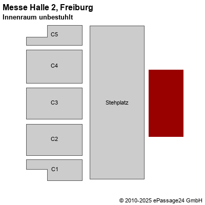 Saalplan Messe Halle 2, Freiburg, Deutschland, Innenraum unbestuhlt
